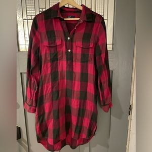 Gap red flannel shirtdress, M
